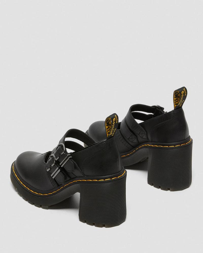 Dr Martens Eviee Sendal Leren Hak Mary Jane Schoenen Dames Zwart | NL 456NWY